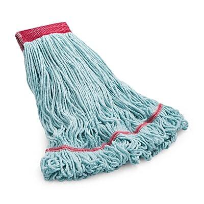 Front. Coastwide Professional - Coastwide Professional™ Looped-End Wet Mop Head, Large, Recycled PET, 5" Headband, Blue (CW57754) - Blue.