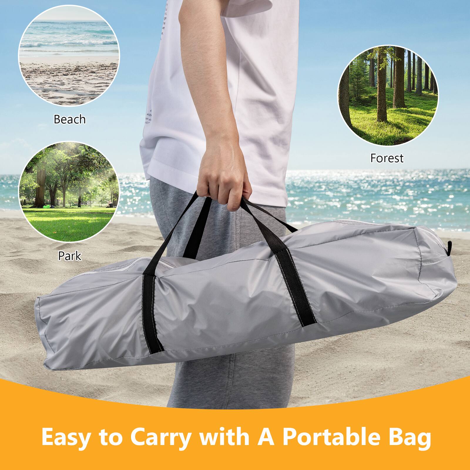 The text on the image reads "Easy to Carry with A Portable Bag".