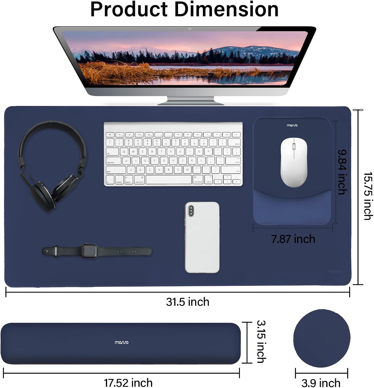 Product Dimension

- 7.87 inch
- 9.84 inch
- 15.75 inch
- 17.52 inch
- 31.5 inch
- 3.15 inch
- 3.9 inch