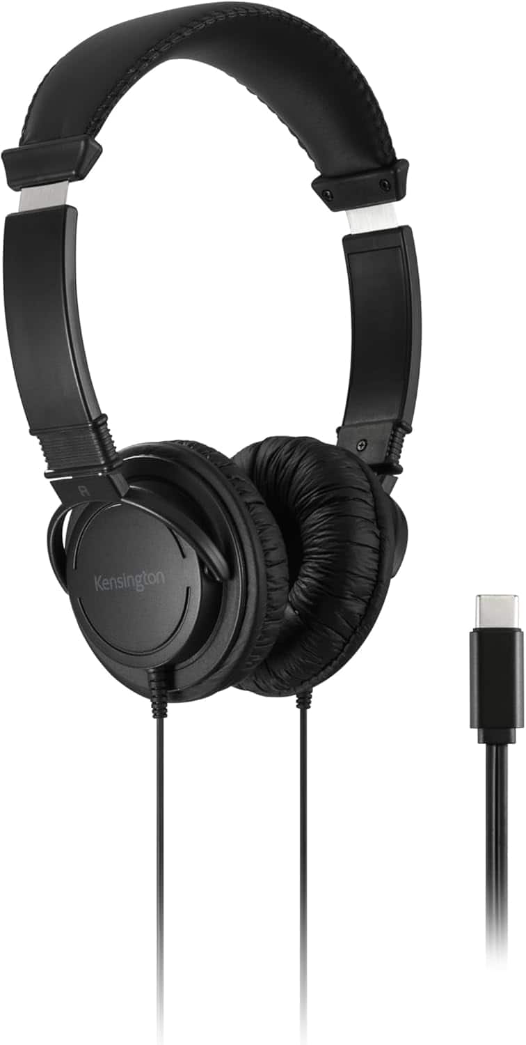 Kensington - Classic EQ USB-C Headphone K97456WWB Wired On-Ear Stereo Headset with 40mm Drivers, 5.9ft Cable, Cushioned Ear Pads
