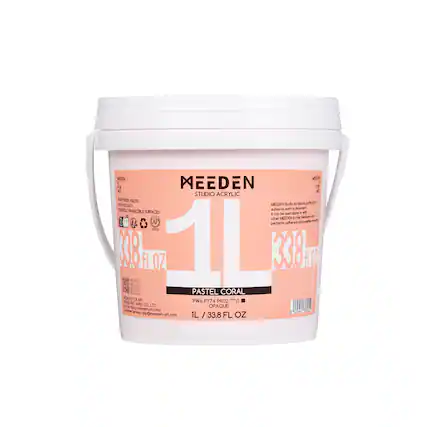 MEEDEN Studio Acrylic
PASTEL CORAL
PW6 PY74 PR112
OPAQUE
1L / 33.8 FL OZ
MEEDEN Studio Acrylics are perfect for working in dimension.
Suitable for use on multiple surfaces.
Other MEEDEN Acrylic Mediums can be used to perform other tasks.
MEEDEN Art Co., Ltd.
Customer Service: help@meeden-art.com
meedenart.com