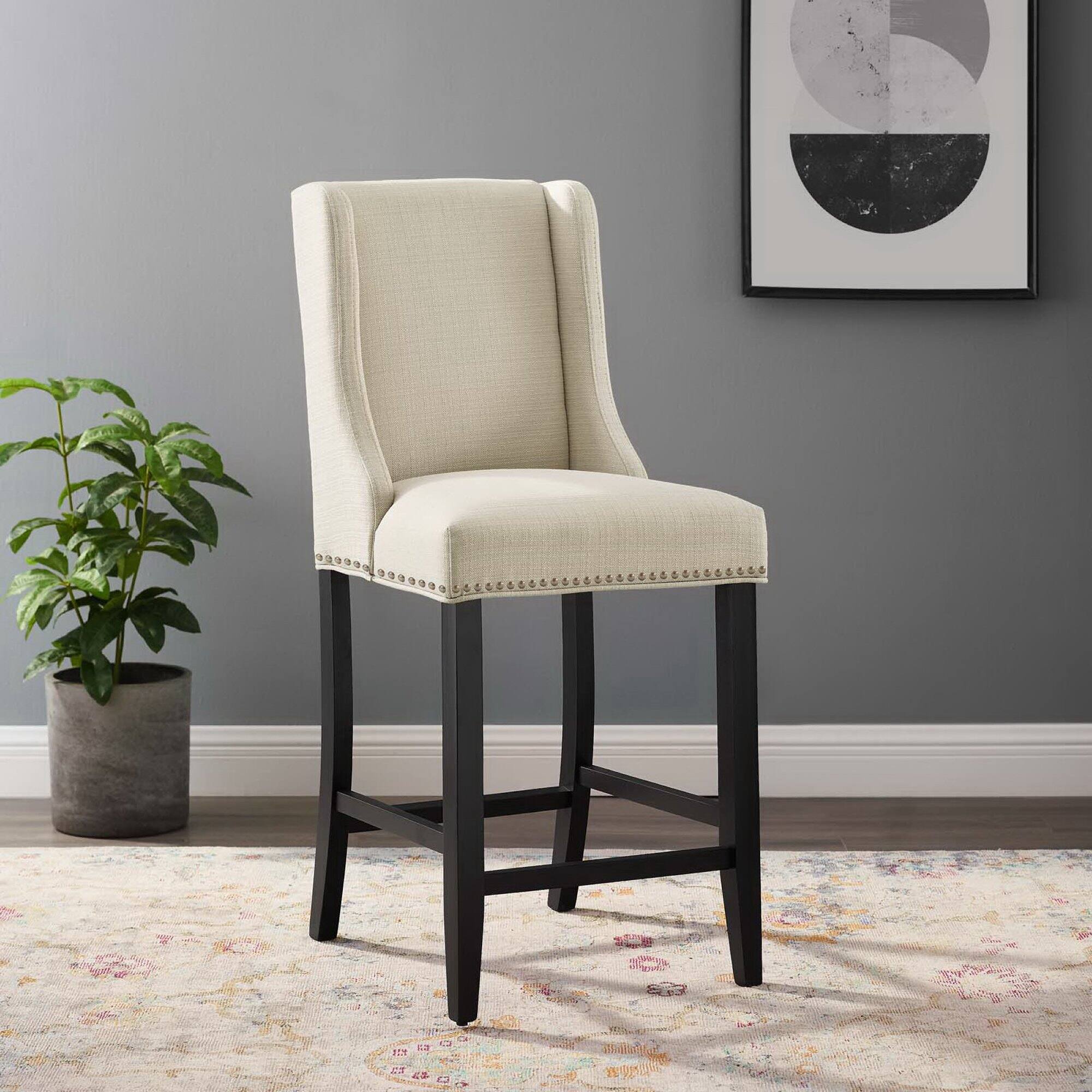 Alt View 2. Modway - Baron Upholstered Fabric Counter Stool by Modway - Brown.