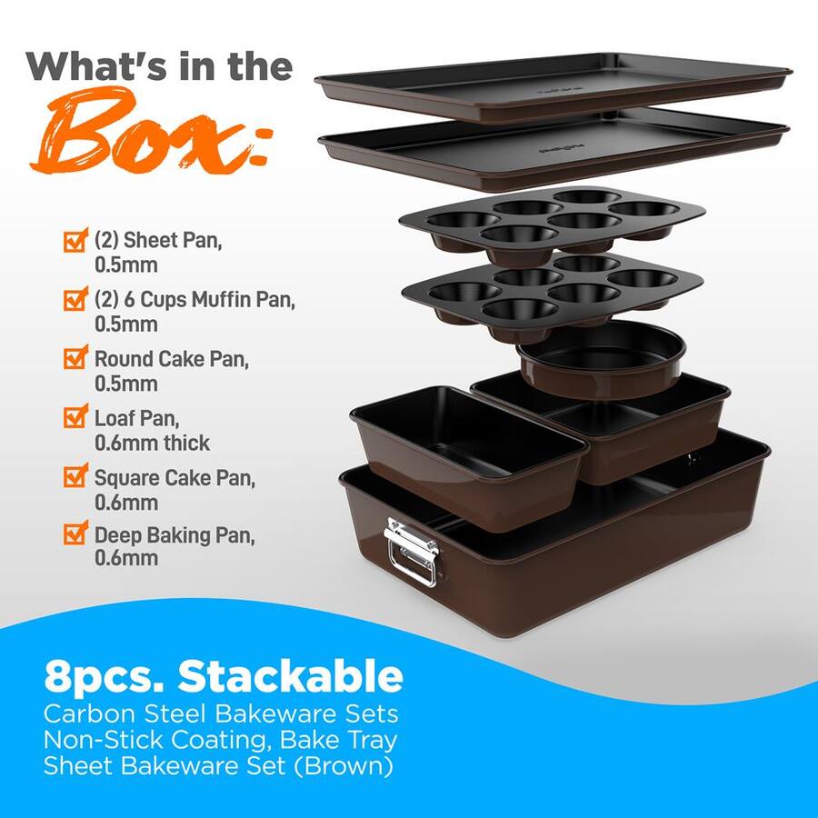 Quick Bake Stackable NutriChef 8 Piece Nonstick Stackable Bakeware Set NCBKSTK - Best Buy