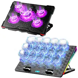 HongFei - Gaming Laptop Cooling Stand and S035 Purple Laptop Cooler Set - Black