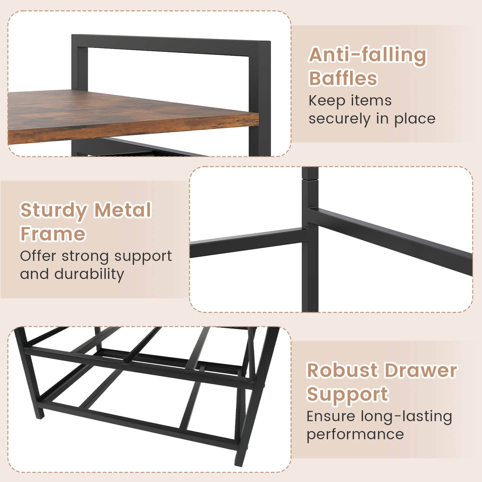 - Anti-falling Baffles: Keep items securely in place
- Sturdy Metal Frame: Offer strong support and durability
- Robust Drawer Support: Ensure long-lasting performance