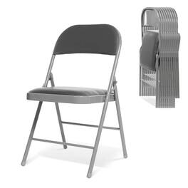 Essen Blissed - 10 Pack Folding Chairs with Padded Seats for Events Home Office, Pu Leather Folding Chair Grey - Gray