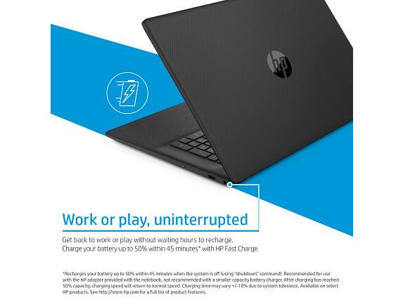 Work or play, uninterrupted

Get back to work or play without waiting hours to recharge. Charge your battery up to 50% within 45 minutes* with HP Fast Charge.

*Recharges your battery up to 50% within 45 minutes when the system is off (using "shutdown" command). Recommended for use with the HP adapter provided with the notebook. Not recommended with a smaller capacity battery charger. After charging has reached 50% capacity, charging speed will return to normal speed. Charging time may vary +7-10% due to system tolerance. Available on select HP products. See http://store.hp.com for a full list of product features.