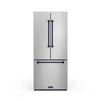 Front. Thor Kitchen - Gordon Ramsay Series by Thor Kitchen 17.5 Cu. Ft. Counter Depth Refrigerator with Navy Blue Hardware - Stainless steel.