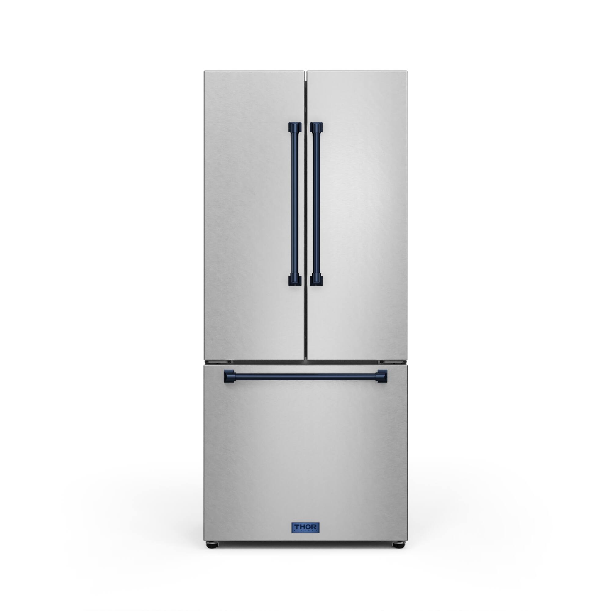 Gordon Ramsay Series by Thor Kitchen 17.5 Cu. Ft. Counter Depth Refrigerator with Navy Blue Hardware - Stainless Steel