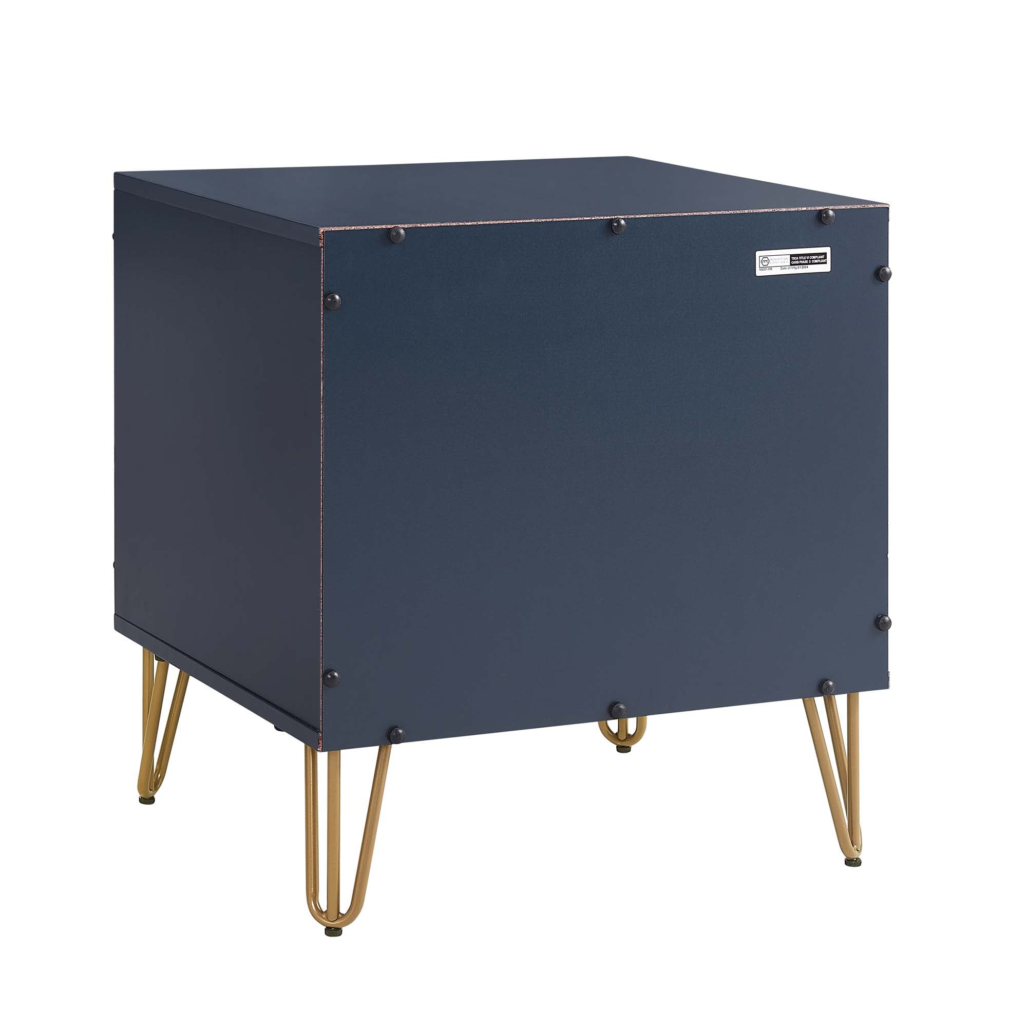 Alt View 4. Manhattan Comfort - Dumbo Modern 20" Fluted Nightstand - Midnight Blue.