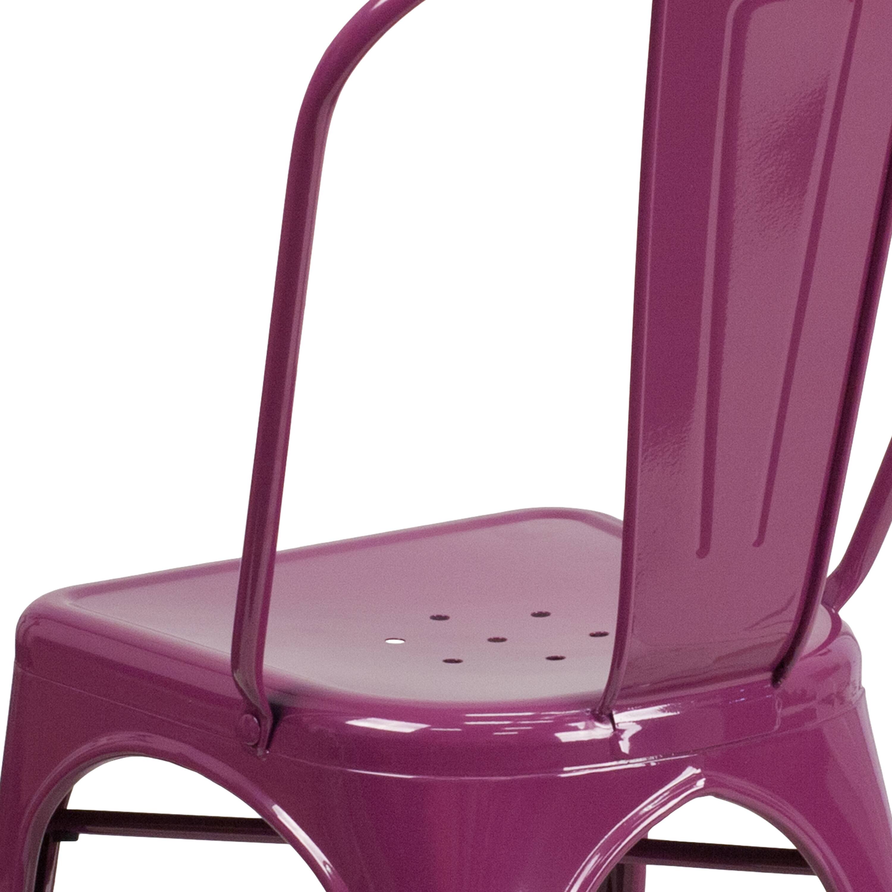 Alt View 10. Emma + Oliver - Commercial Grade Colorful Metal Indoor-Outdoor Dining Stack Chair - Purple.
