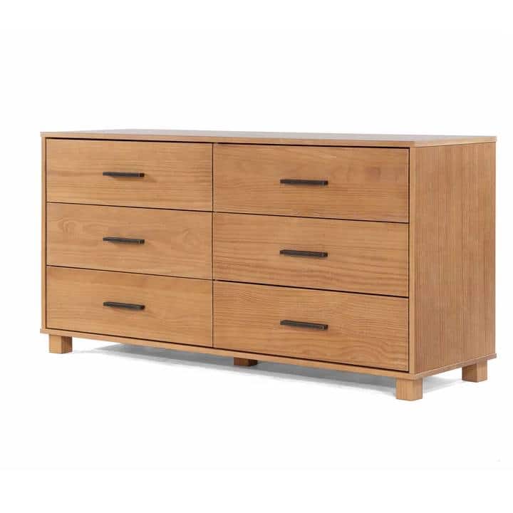 Hivvago - Modern Farmhouse Solid Wood 6 Drawer Double Dresser - Light Brown