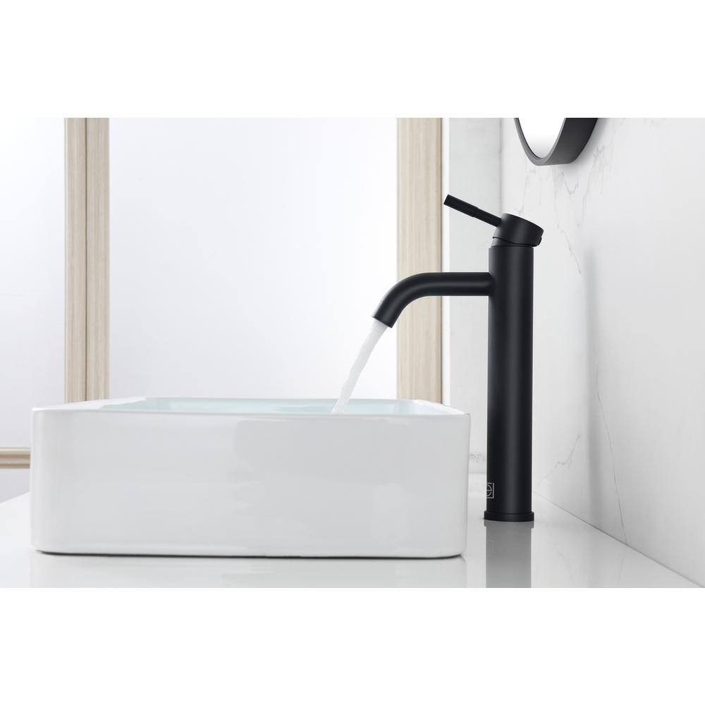 Alt View 7. Elegant Kitchen and Bath - Victor Single Hole Single Handle Bathroom Faucet in Matte Black - Matte Black.