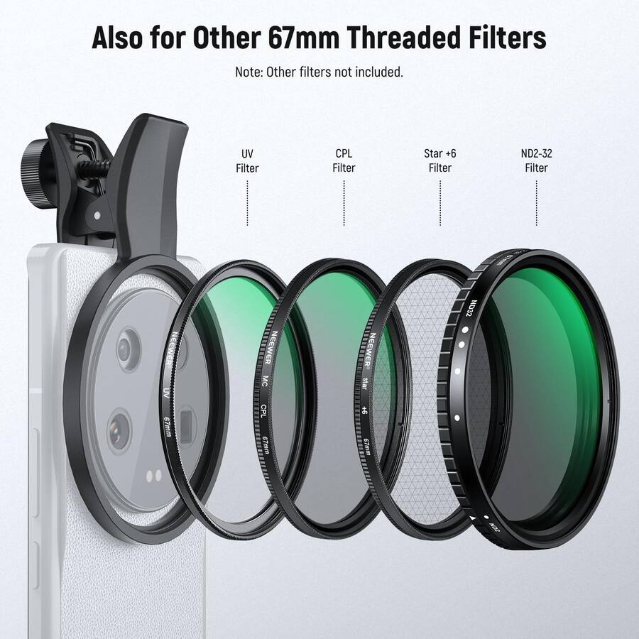 Filter Chip Android Neewer 67mm Clip On Diffusion 1/4 Filter for Phone, for Android/Samsung ...