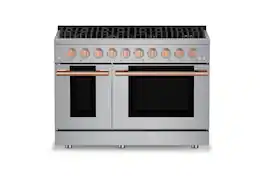Hauslane - HausPro 48 in. 8 Burners (20,000 BTU) Freestanding Dual Fuel Range - Rose Gold