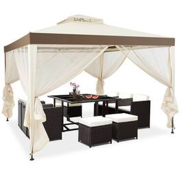 Gymax - 10'x 10' Canopy Gazebo Shelter W/Mosquito Netting Outdoor Patio - Beige