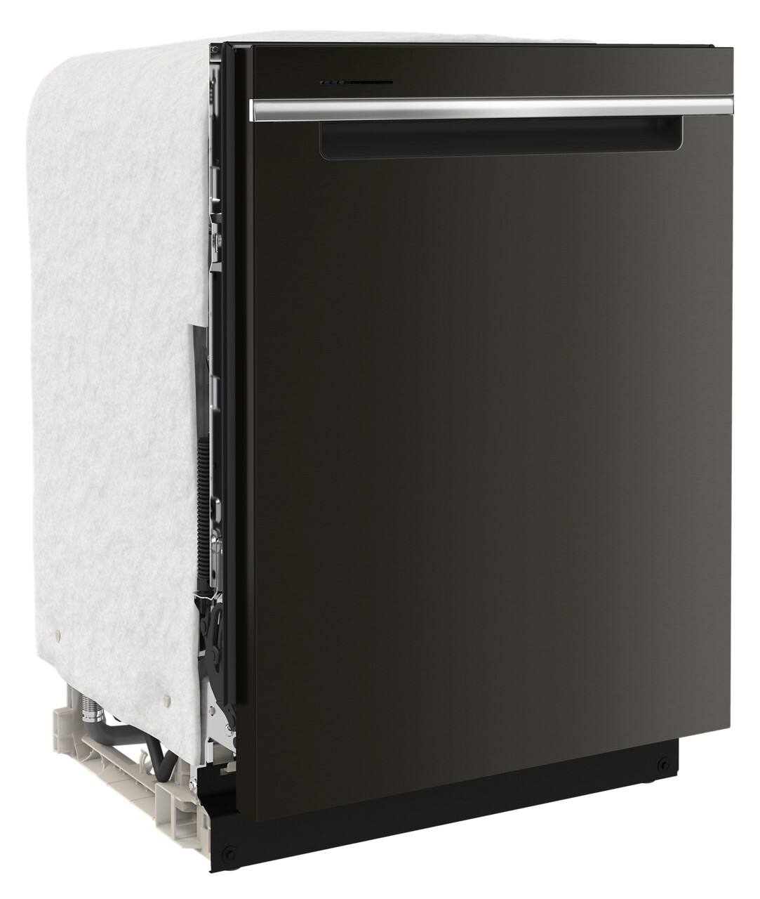 Angle. Whirlpool - 24" Top Control Built-In Stainless Steel Tub Dishwasher with 3rd Rack, Large Capacity, 47 dBA - Black stainless steel.