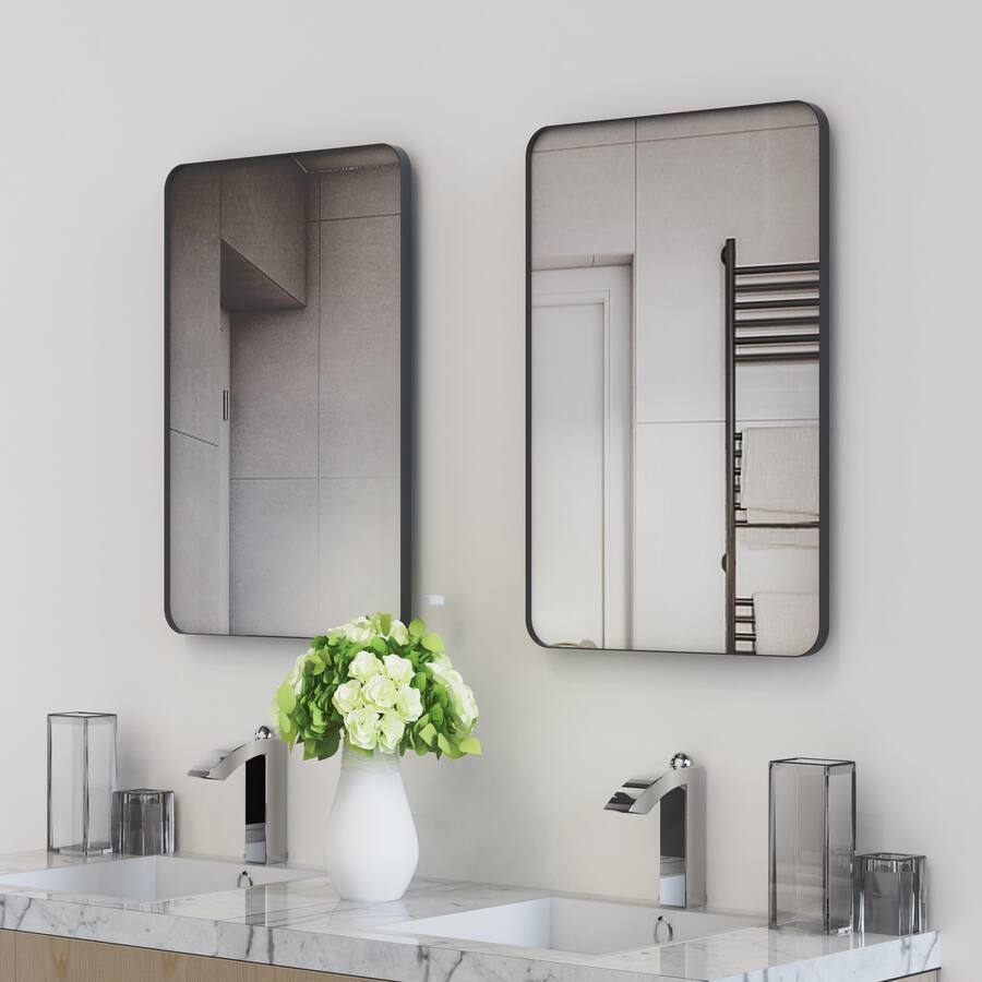 METALTON Metal Framed Bathroom Mirror For Wall Rounded Rectangle Matte ...