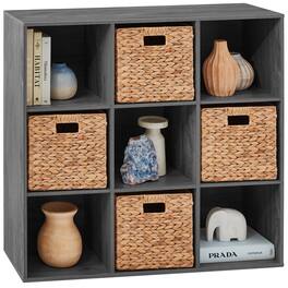 Best Choice Products - 9-Cube Bookshelf, 11in Display Storage Organizer w/ 3 Removable Back Panels - Dark Gray