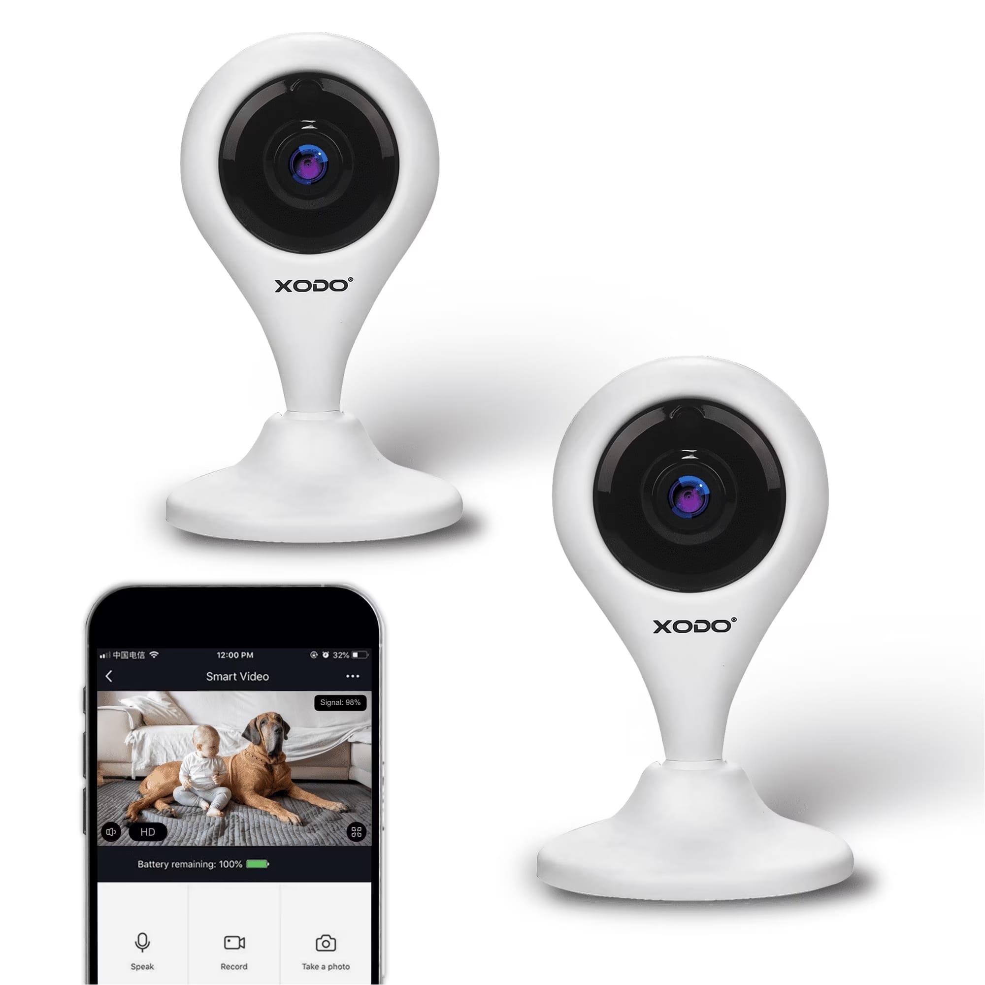 XODO - E4 Smart Wi-Fi Security Camera 1080p HD Indoor with 2-Way Audio, Motion Detection & Night Vision (2-Pack)