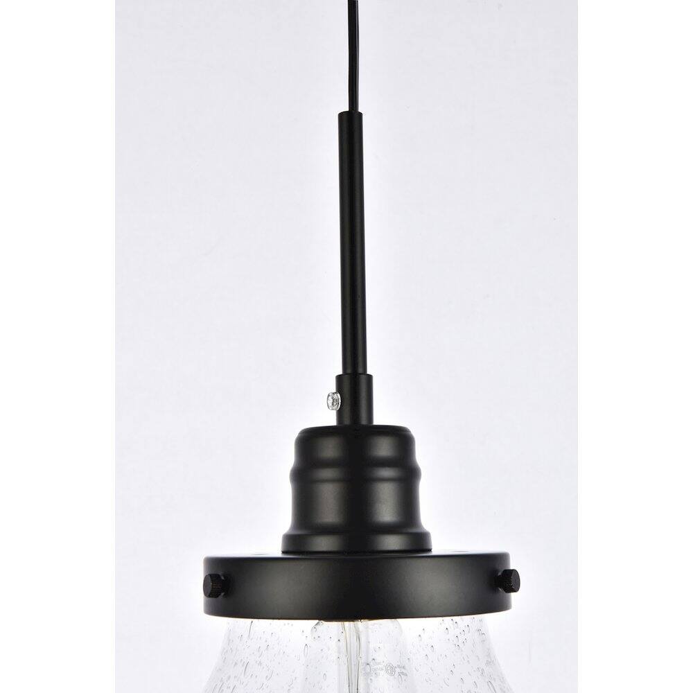 Left. Living District - Lyle 1 Light Black And Clear Seeded Glass Plug In Pendant - Black.