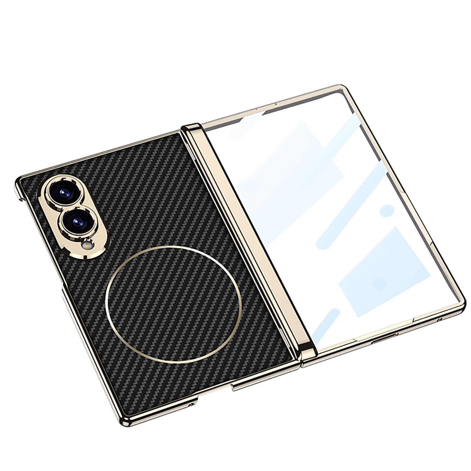 Alt View 1. Dteck - Shockproof Leather Texture Case for Samsung Galaxy Z Fold8, Rigid PC Cover with Built-in PET Screen Film and Hinge Guard - Darkgreen.
