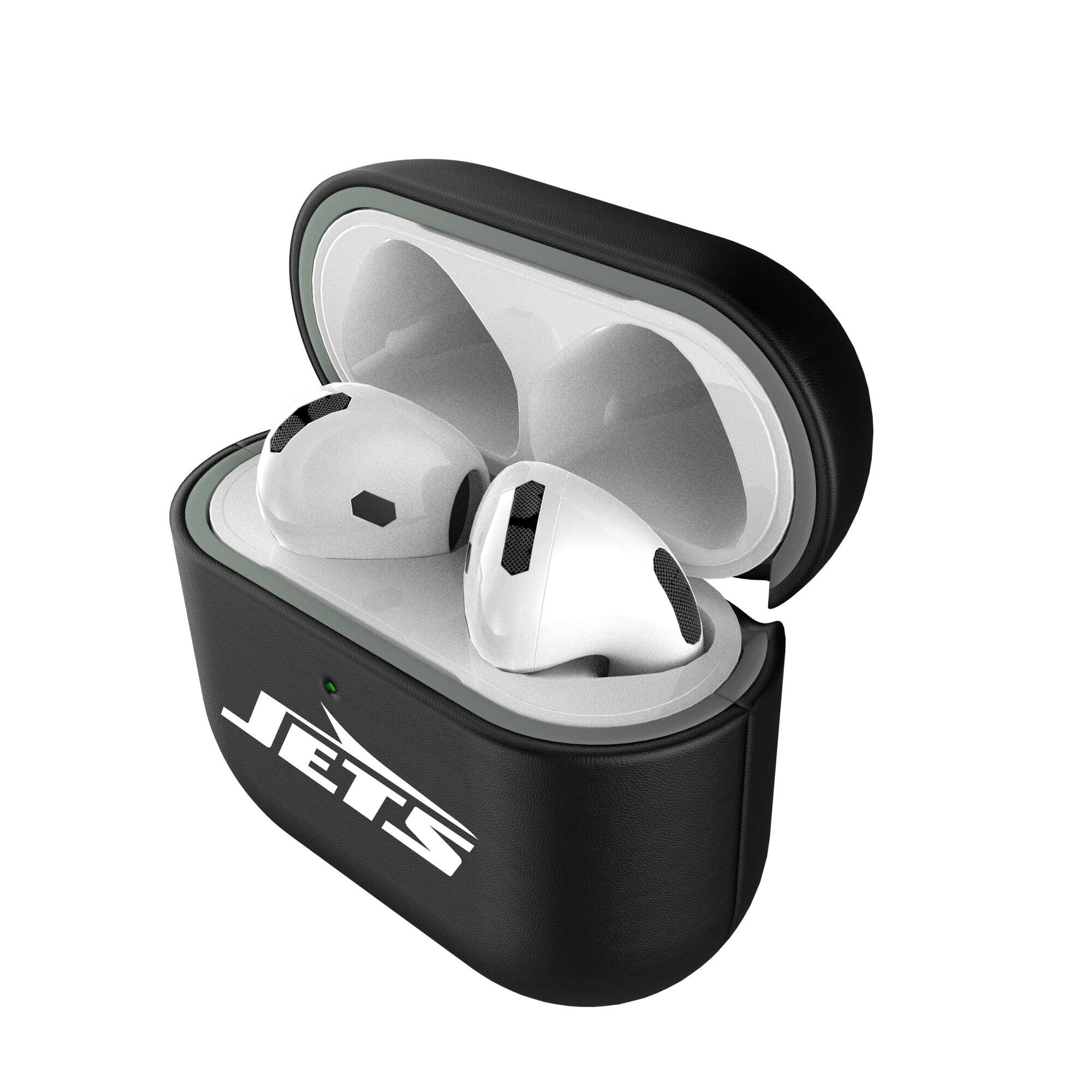 Alt View 3. Keyscaper - New York Jets Insignia AirPods 4th Generation Case Cover - No Size - Black.