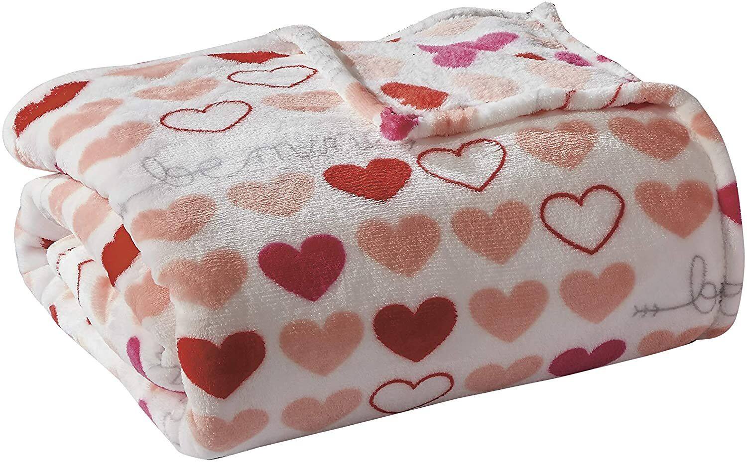 Left. Noble House - Valentine's Day Heart Collection Ultra Plush & Comfy Throw Blanket (50" x 60") - Be Mine-Isabella - Be Mine.