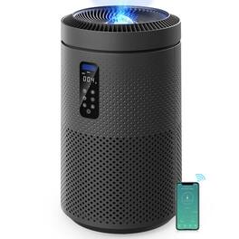 Loheer - Black Large Room Air Purifier Smart WiFi UV Sterilization Washable Filter Star Projector 1782 Sq Ft