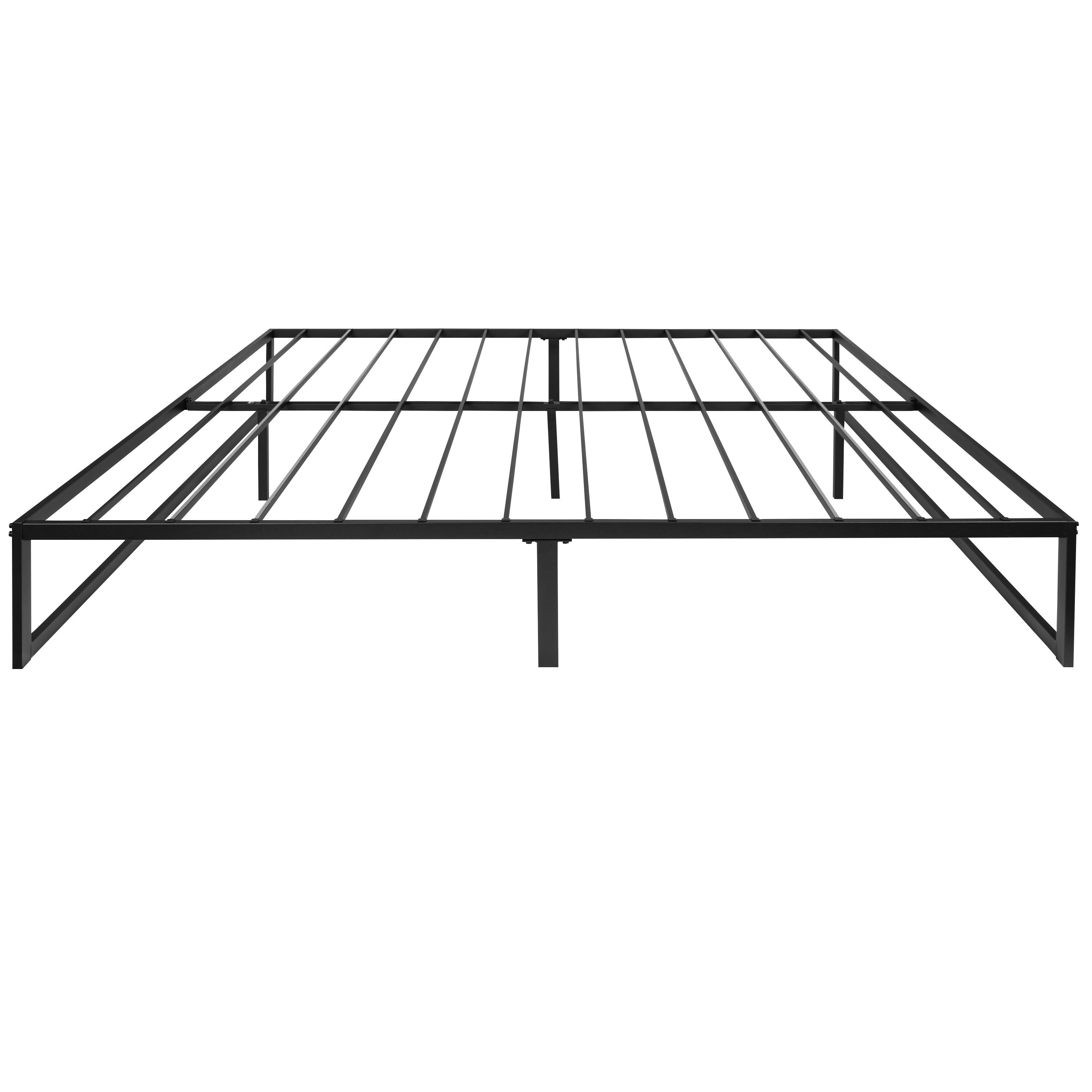 Alt View 7. Emma + Oliver - 14" Metal Platform Bed with Steel Slat Support and 12.5" of Underbed Storage - No Box Spring or Foundation Required - Black.