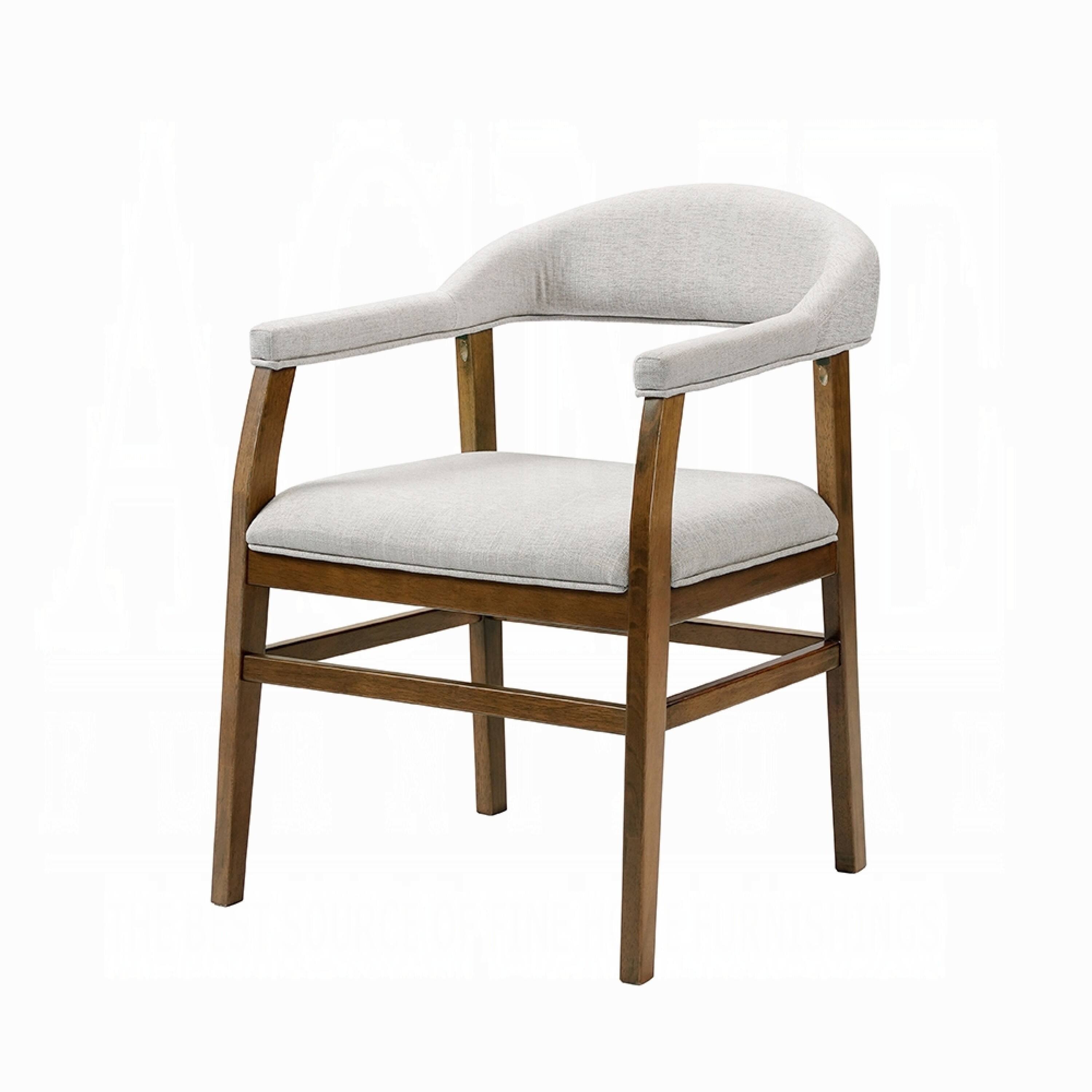 Front. Manhattan Lane - Dari Side Dining Chair Set of 2, Gray Fabric, Dark Walnut Brown Wood - Gray, Walnut Brown.