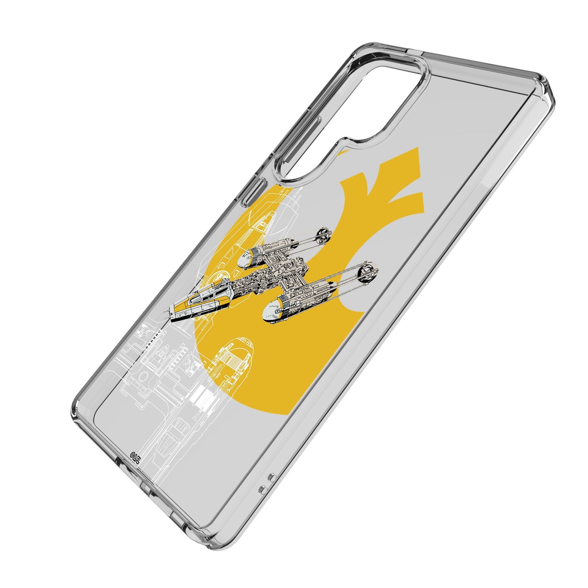 Angle. Keyscaper - Star Wars: A New Hope FactionTech Clear Phone Case - Samsung Galaxy S25 Ultra - Y-Wing.