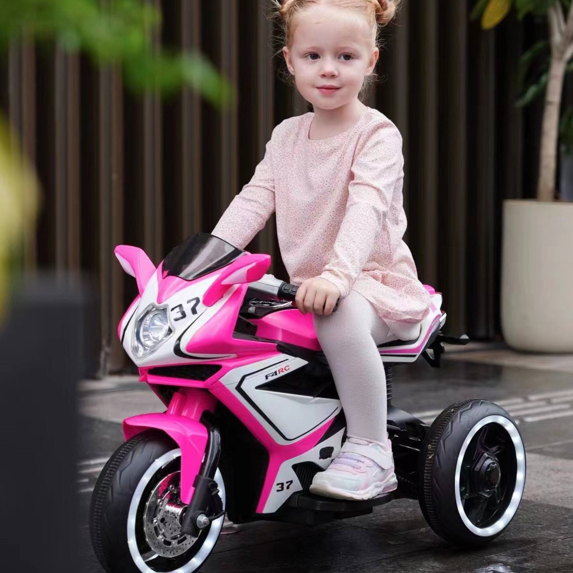 Front. ELEMENT ACE - Electric Ride-On Motorcycle for Kids Aged 3-4 Years with Music and Light Features - Pink.