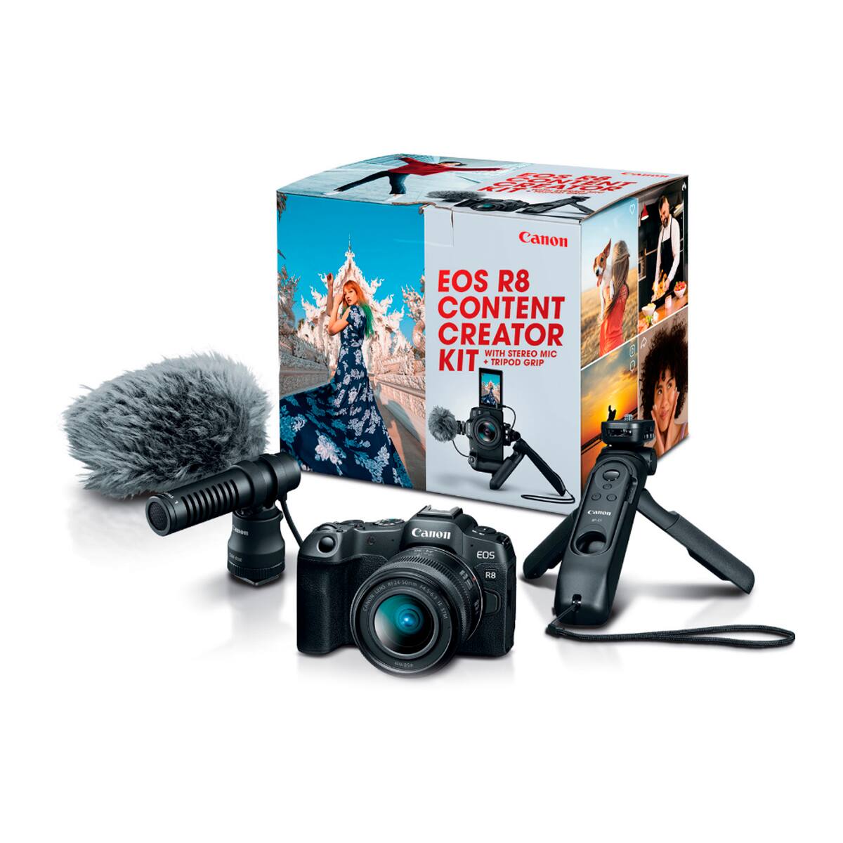 EOS R8 3 KIT CONTENT HONDY TOR  
Canon EOS R8 CONTENT CREATOR WITH STEREO MIC KIT TRIPOD GRIP  
Canon EOS R8 24-24-50ml