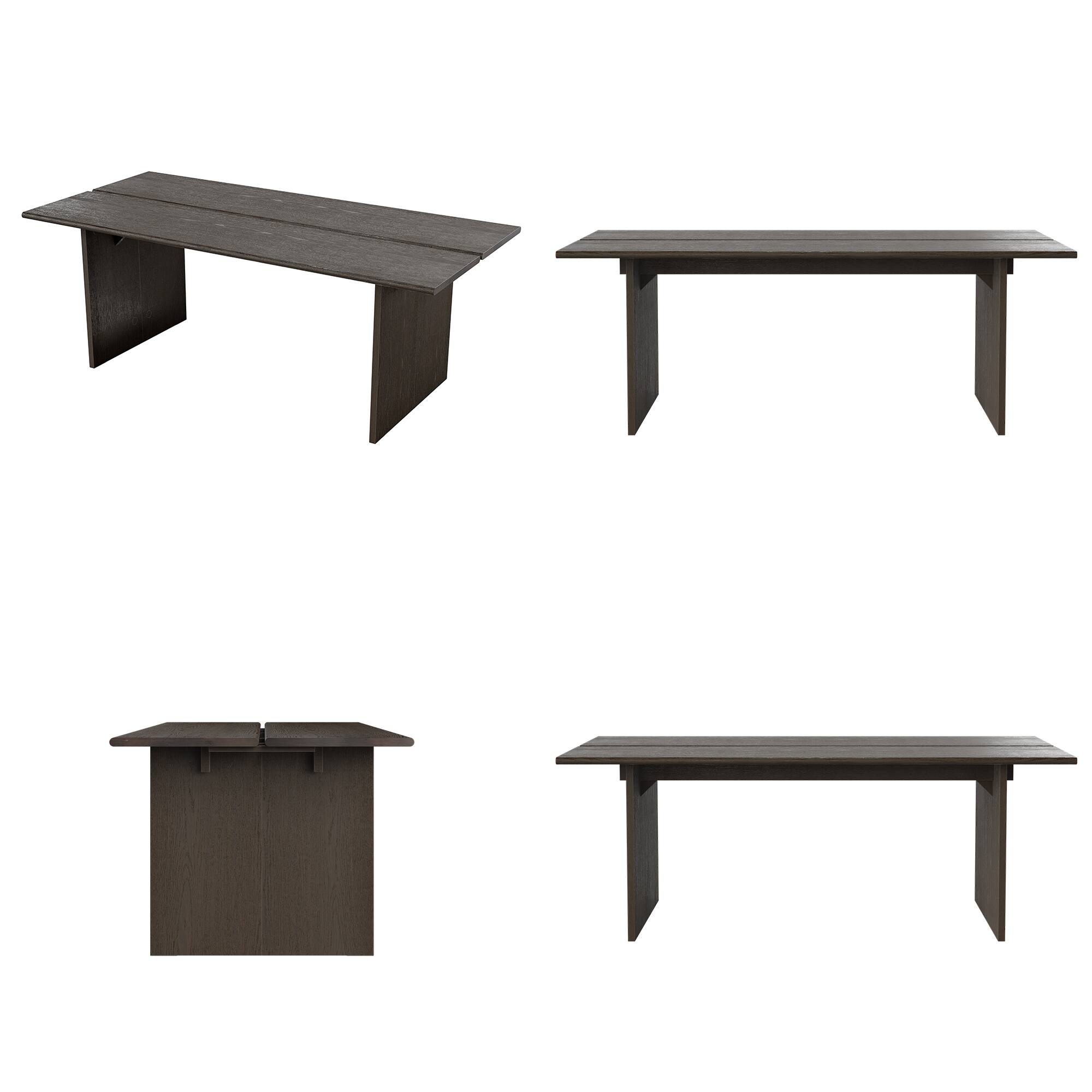 Alt View 10. Homsee - 83.8" Red Oak Veneer Dining & Conference Table – Dark Brown Desk with Cable Management, 330LBS Capacity - Oak.