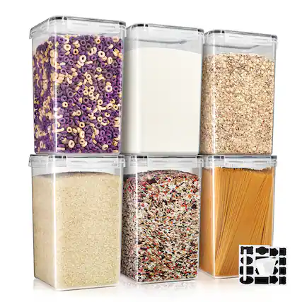 Front. Sorbus - Sorbus 6 Pack (6.5L/219.79 Oz) Airtight Food Storage Containers with Locking Lids, Measuring Cups & Labels - Clear.