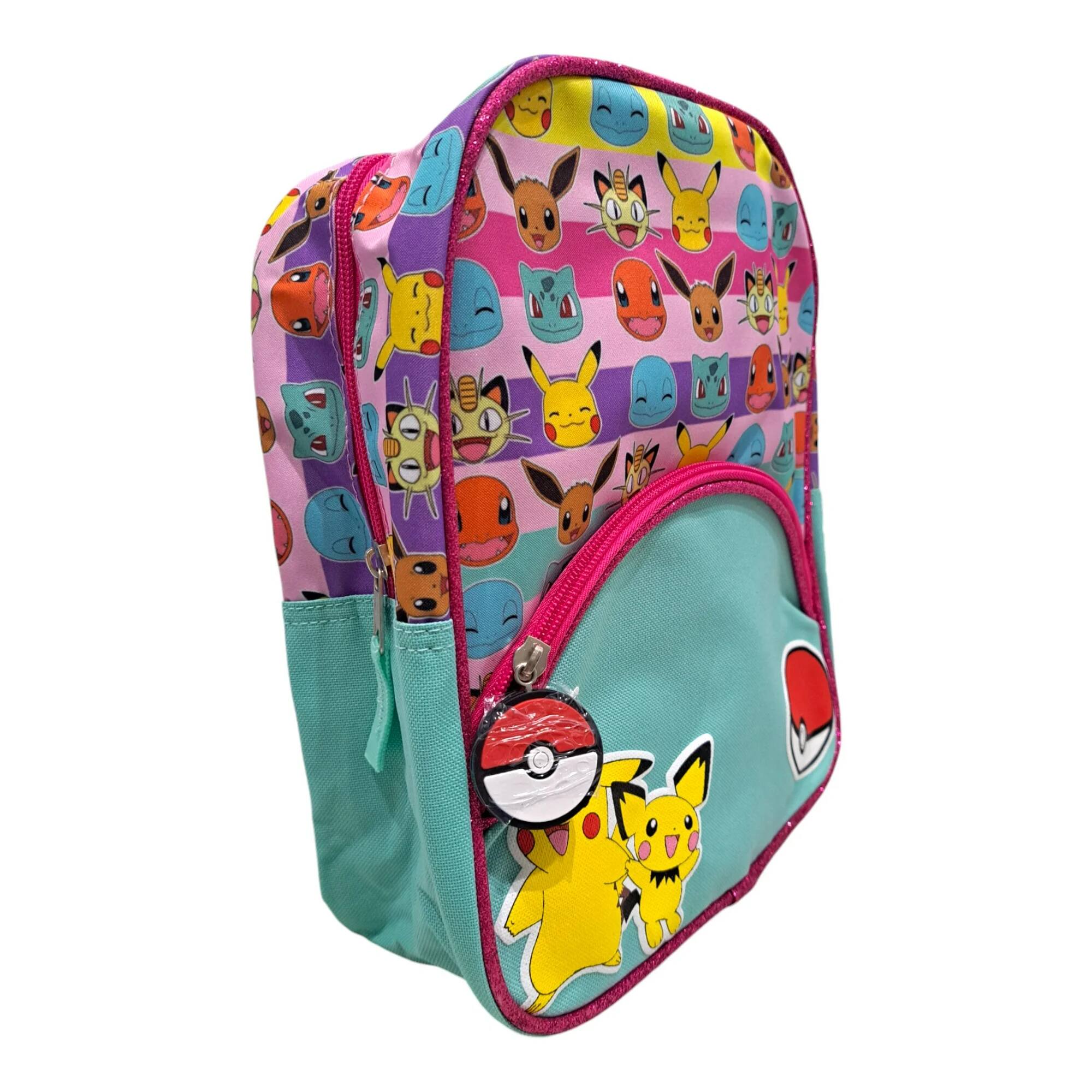 Alt View 2. UPD - Pokemon Mini Backpack 11" with Glitter Trimming and Small Front Pocket - Multicolored.