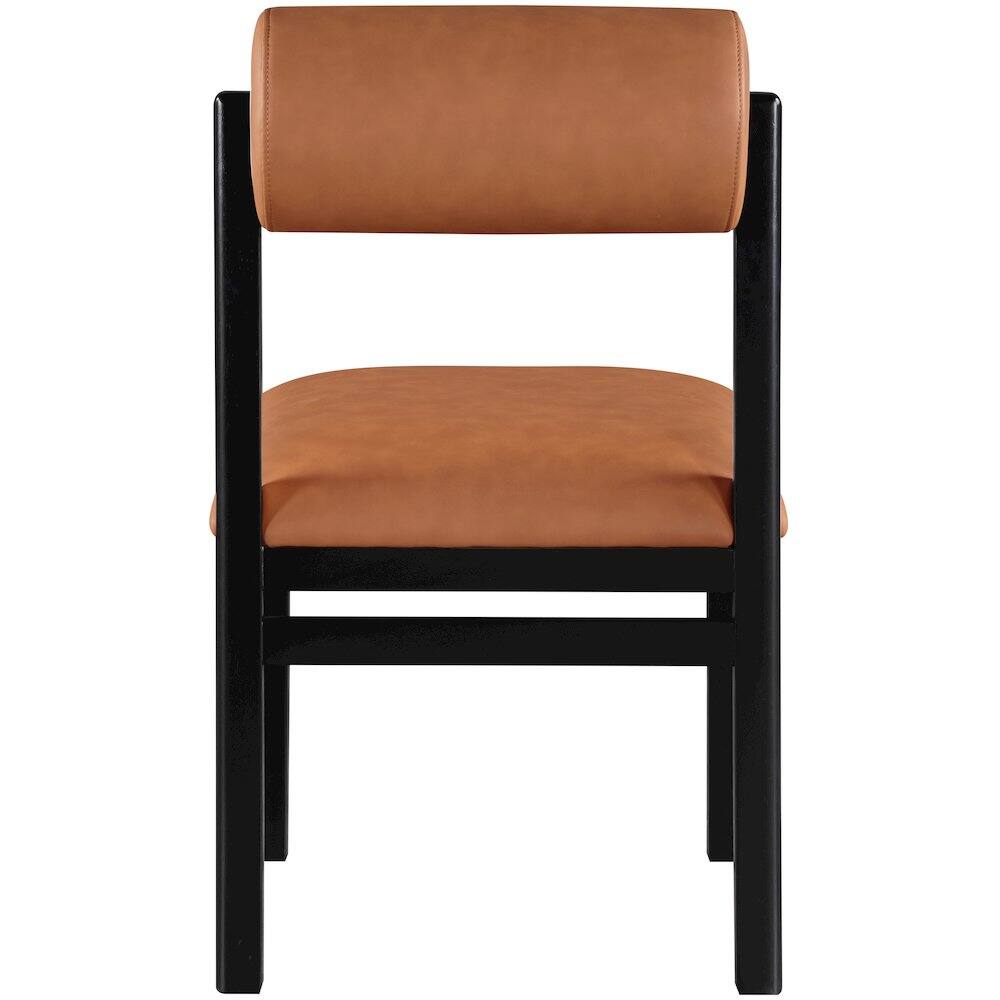Alt View 4. Meridian Furniture - Roundhill Cognac Vegan Leather Upholstered Dining Chair, Set of 2 - Cognac.