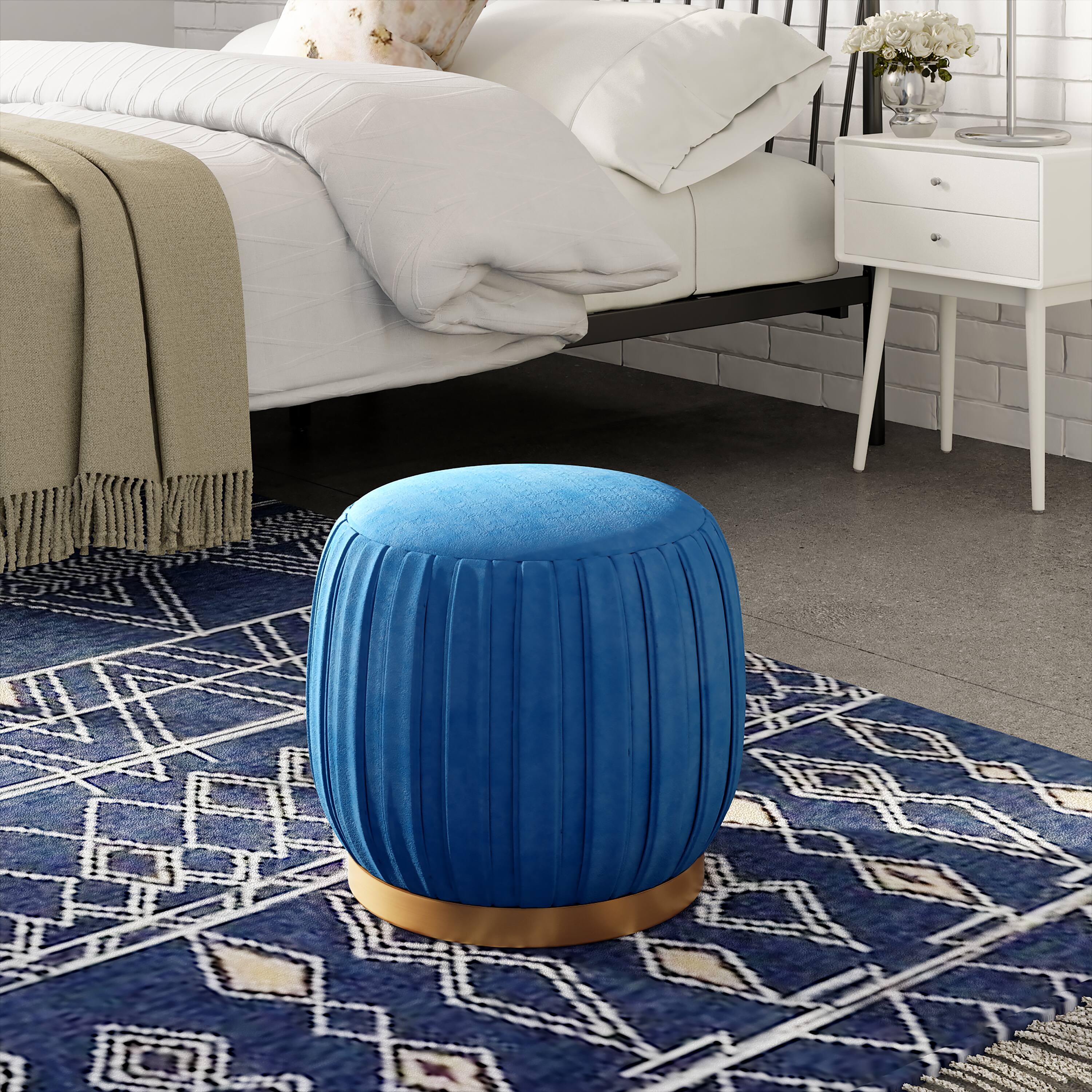 Left. Adore Decor - Jolie Ottoman - Blue.