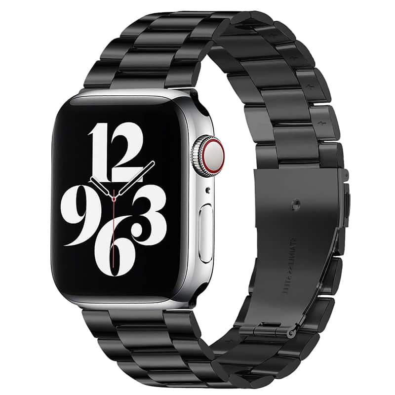 StrapsCo - Flat-Link Everyday Bracelet Stainless Steel Watch Band Strap For Apple Watch - 40mm/41mm/42mm - Black