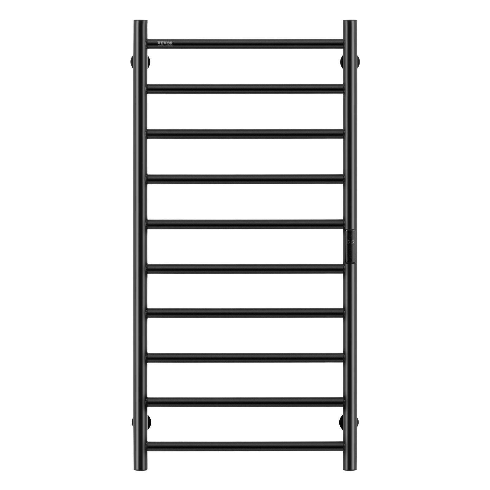 Front. COWLOWN - 10-Bar Wall Mounted Heated Towel Rack Electric Towel Warmer for Bathroom Black - Black.