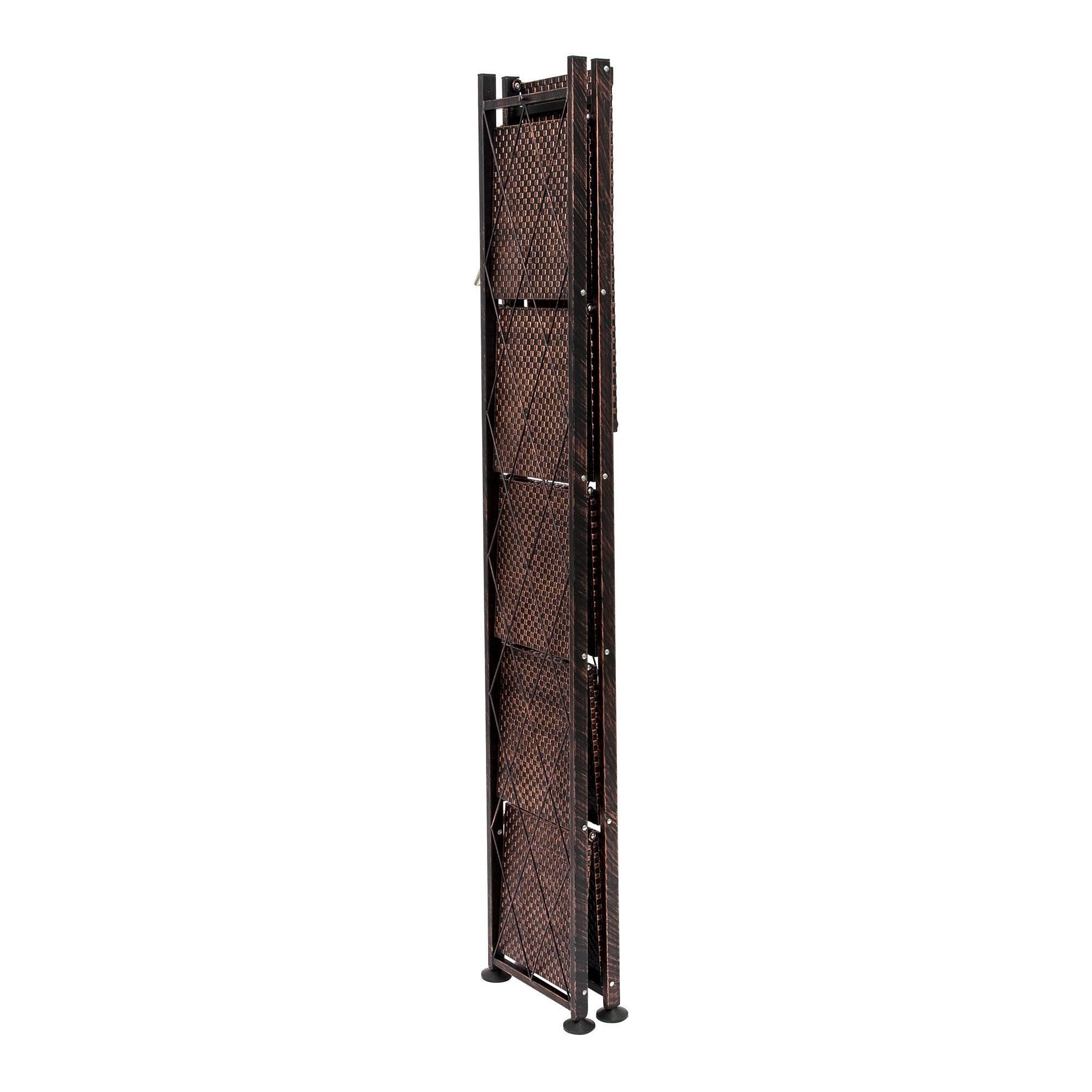 Alt View 5. Origami - Origami 6 Tier Classic Stamped Steel Bookcase Organizer Storage Rack, Bronze - Bronze.