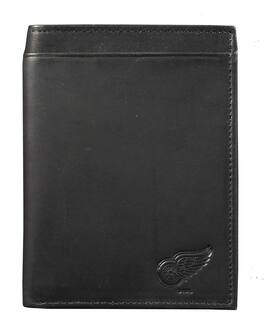 Rico Industries - Detroit Red Wings Black Leather RFID Blocking Passport Holder Cover Travel Billfold Wallet for Men & Women - Multi