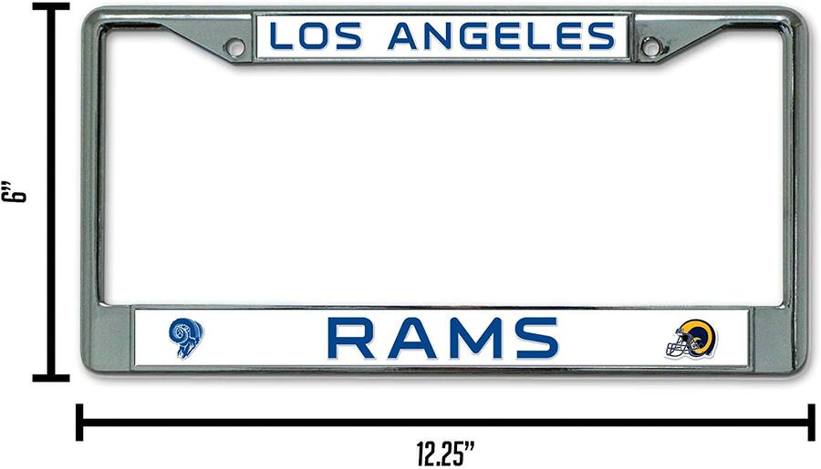 Only Rams Rear Plate Rico Industries Los Angeles LA Retro Rams Chrome Metal License Plate ...