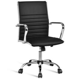 Hivvago - Faux Leather High Back Modern Classic Office Chair with Armrests - Black