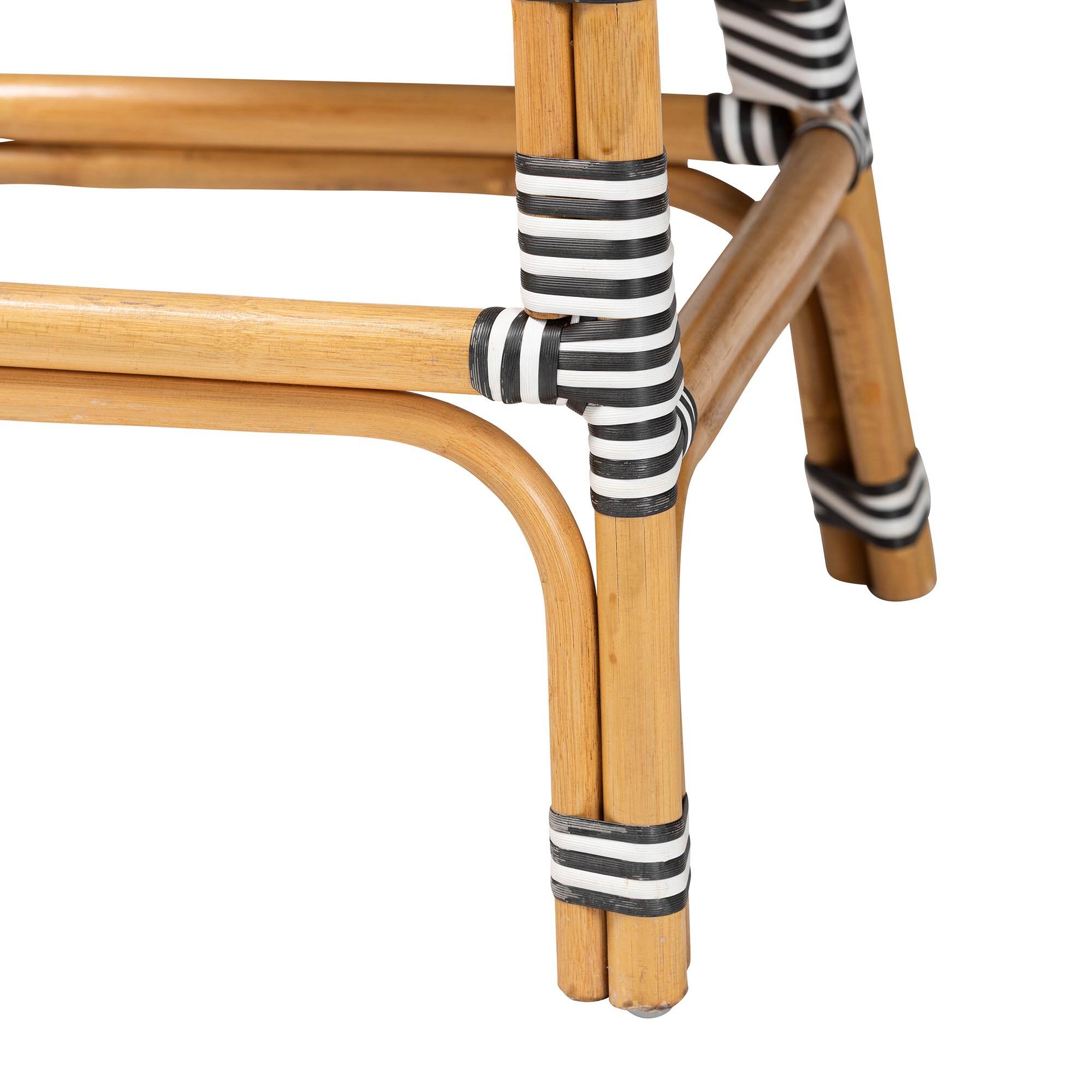 Alt View 2. bali & pari - Max Rattan Bistro Counter Stool - Handwoven Cafe-Style Accent Seating For Kitchen Island or Indoor/Outdoor Lounge - Natural Brown/Black/White.