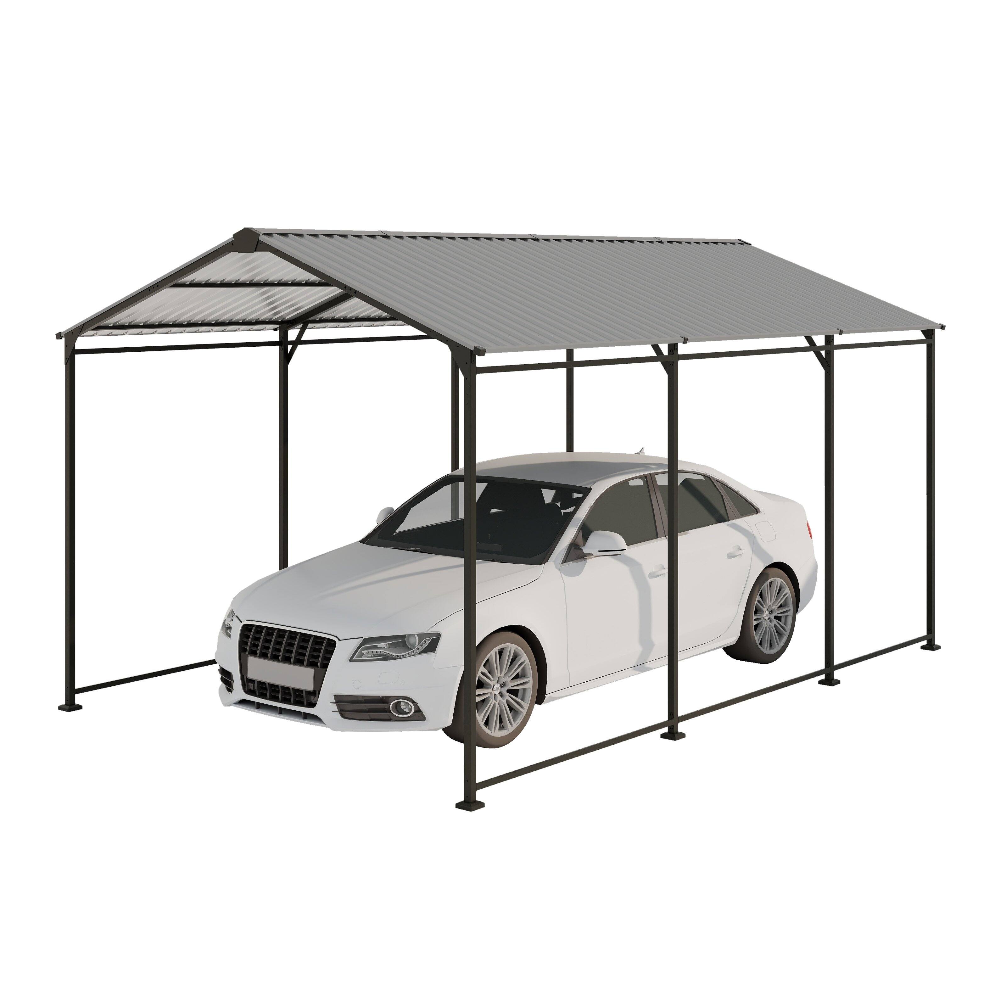 Alt View 1. TinyHomie - Metal Carport 10X15 FT Heavy Duty with Galvanized Steel Roof Metal Garage Canopy with Galvanized Steel Roof and Frame.
