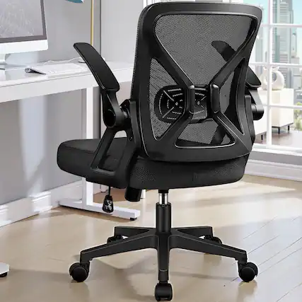 Front. Brick Attic - Ergonomic Mesh Office Chair with Wheels and Lumbar Support Home Office Chair with Flip-up Armrests - Black.