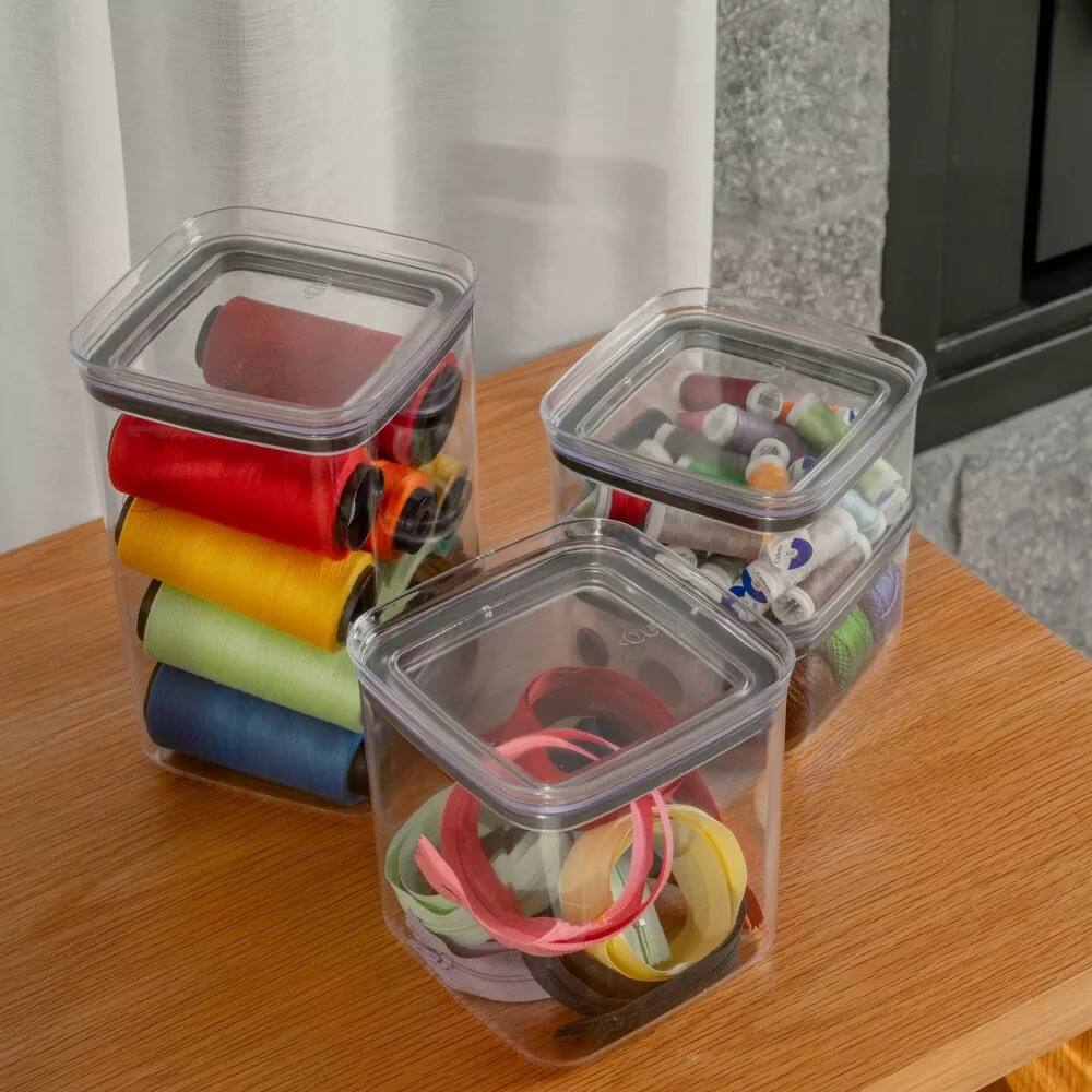 Alt View 7. OU - OU Airtight Food Storage Container 8pc (set of 4) Plastic Kitchen Pantry Organizer w Leak Proof Lid - Clear.