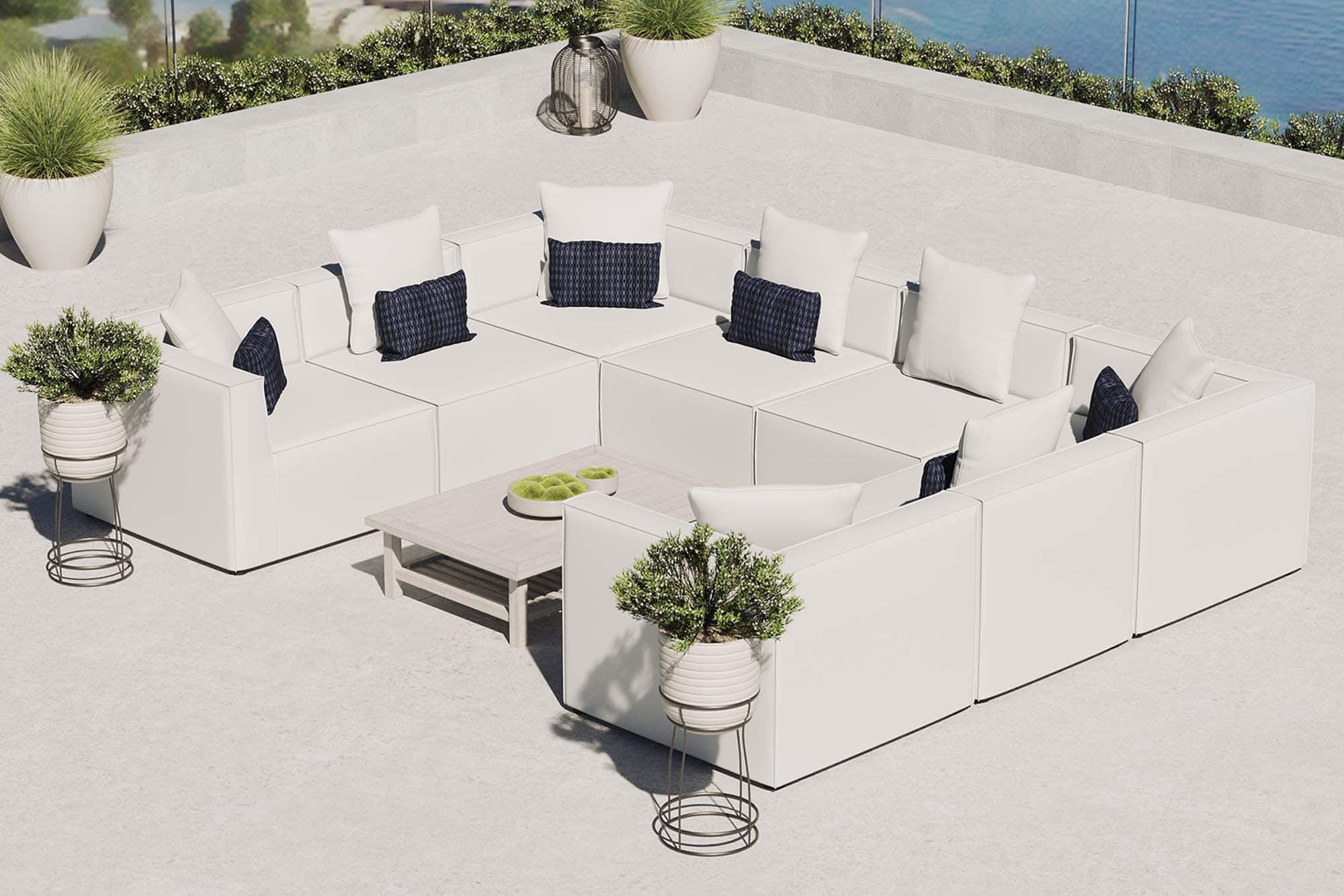 Saybrook 8-Piece Outdoor Patio Upholstered Sectional Sofa by Modway - White